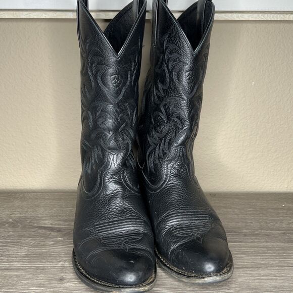 Ariat Heritage Deertan Men's Black Leather Cowboy Boots Size 10 EE Western - Picture 2 of 12